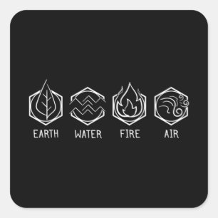 Four Elements Of Nature Design Earth Water Fire Square Sticker