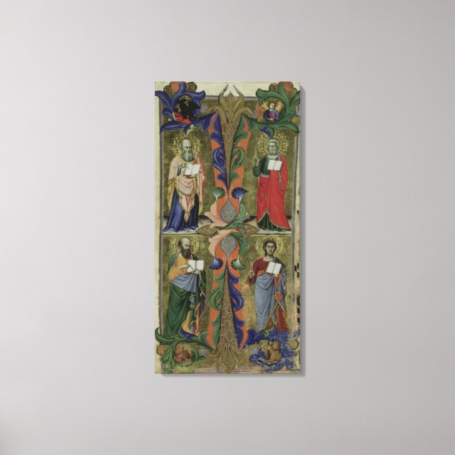 Four Evangelists, 14th century (vellum) Canvas Print (Front)