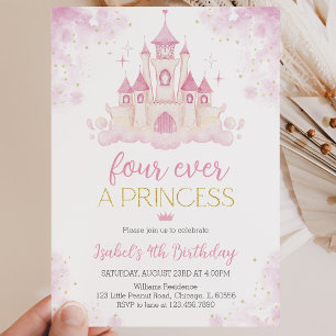 Four ever a Princess 4th Birthday Invitation