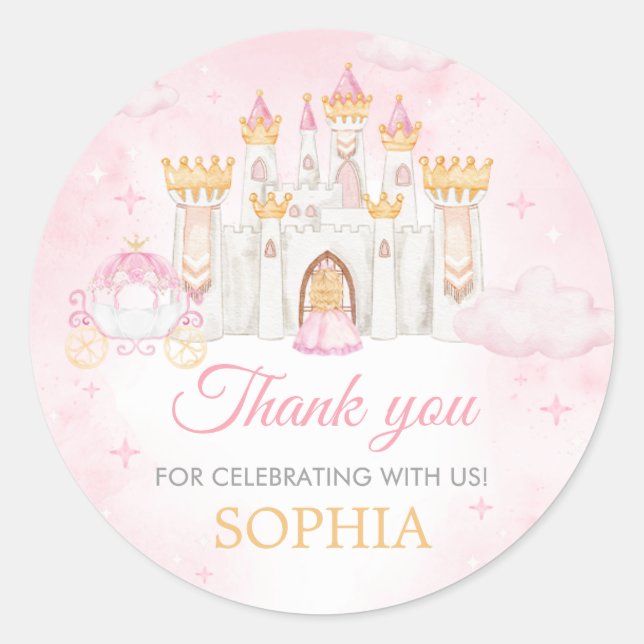 Four Ever a Princess Birthday Party Classic Round Sticker (Front)