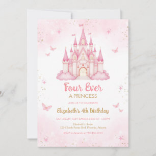 Four Ever A Princess Castle 4th Birthday Invitation