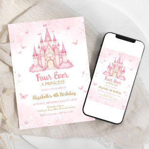 Four Ever A Princess Castle 4th Birthday Invitation