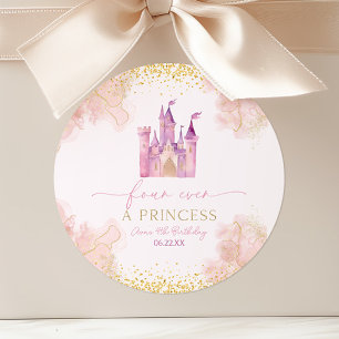 Four Ever A Princess Castle 4th Birthday Party Classic Round Sticker
