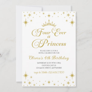 Four Ever a Princess Royal 4th Birthday Invitation