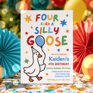 Four Ever A Silly Goose Boy 4th Birthday Party Invitation