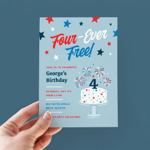 Four-Ever Free 4th Birthday Party Invitation