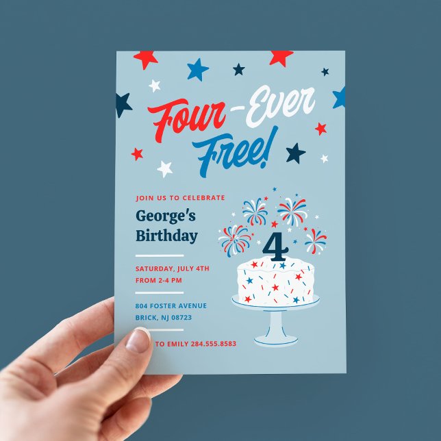Four-Ever Free 4th Birthday Party Invitation (Creator Uploaded)