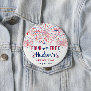 Four Ever Free! 4th Of July 4th Birthday Party 10 Cm Round Badge
