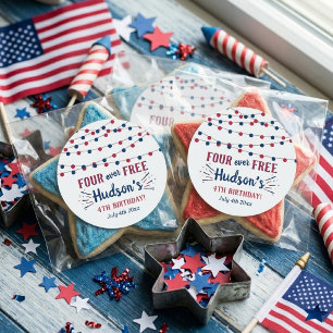 Four Ever Free! 4th Of July 4th Birthday Party Classic Round Sticker