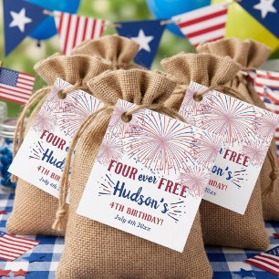Four Ever Free! 4th Of July 4th Birthday Party Favour Tags