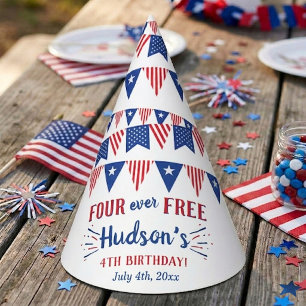 Four Ever Free! 4th Of July 4th Birthday Party Hat