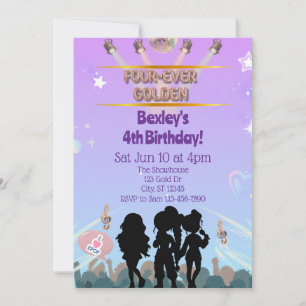 Four-Ever Golden KPOP Birthday  Invitation