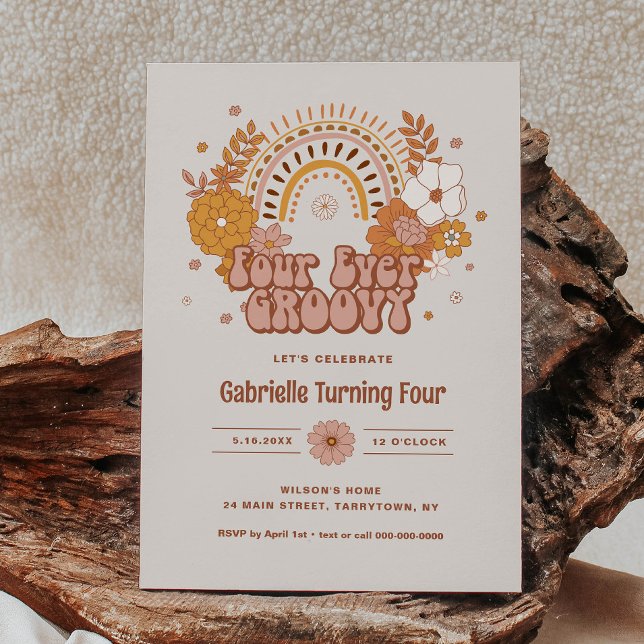 Four Ever Groovy Birthday Invitation (Creator Uploaded)