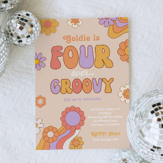 Four Ever Groovy Birthday Invitation