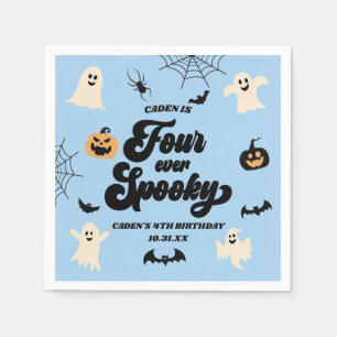Four Ever Groovy Blue Halloween 4th Birthday Party Napkin