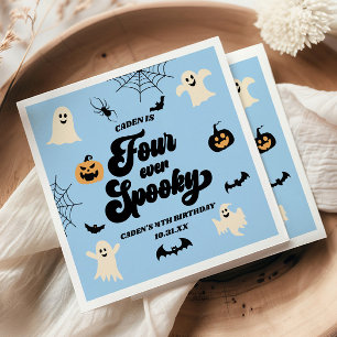 Four Ever Groovy Blue Halloween 4th Birthday Party Napkin