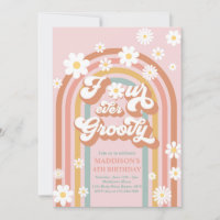 Four Ever Groovy Boho Daisy Rainbow 4th Birthday