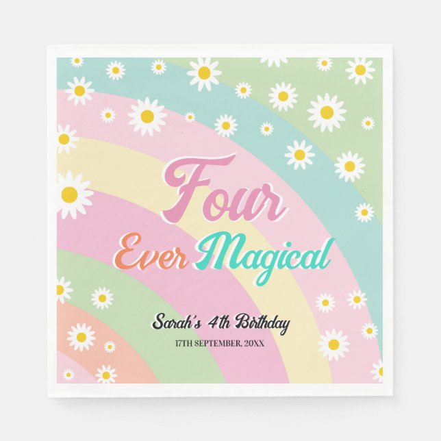 Four Ever Magical Fourth Birthday Daisy  Napkin (Front)