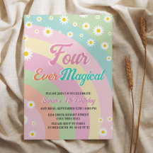 Four Ever Magical Retro Unicorn Rainbow