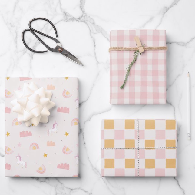 Four Ever Magical Unicorn Wrapping Paper Sheets (Front)