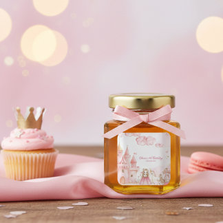 Four Ever Princess Castle Unicorn 4 pink Birthday Square Sticker