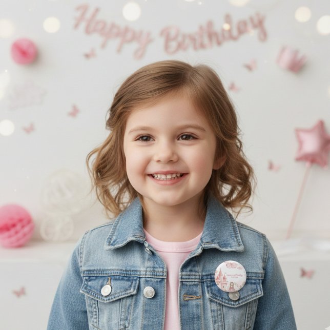 Four Ever Princess Castle Unicorn 4th Birthday  6 Cm Round Badge (Creator Uploaded)