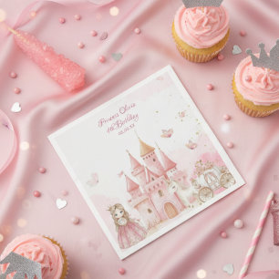 Four Ever Princess Unicorn pink 4th Birthday Party Napkin