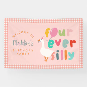Four Ever Silly Goose 4th Birthday Girls Welcome Banner