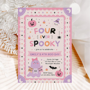 Four Ever Spooky 4th Birthday Halloween Invitation