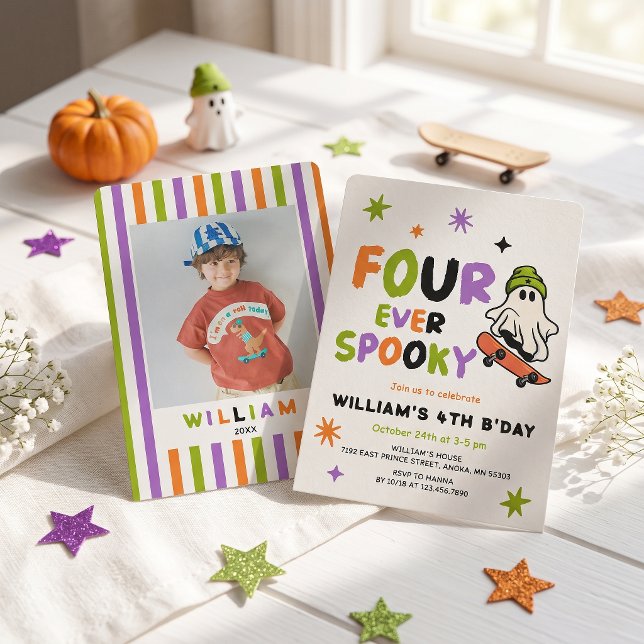 Four-ever Spooky Birthday Invitation (Creator Uploaded)