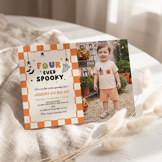 Four-ever Spooky Colourful Birthday Invitation (Creator Uploaded)