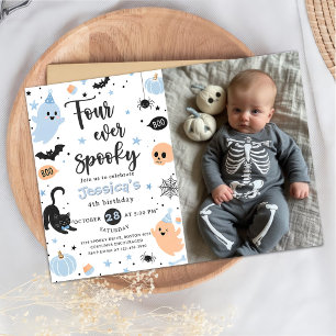 Four Ever Spooky Cute Halloween Ghost 4th Birthday Invitation