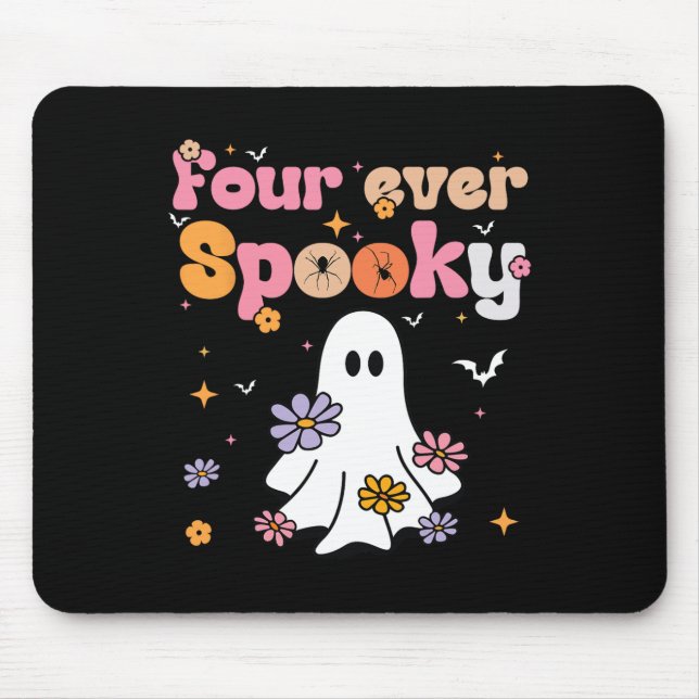 Four Ever Spooky Ghost Halloween 4th Birthday Part Mouse Pad (Front)