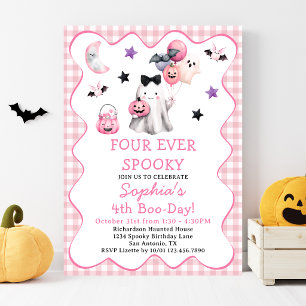 Four Ever Spooky Girl Halloween 4th Birthday Party Invitation