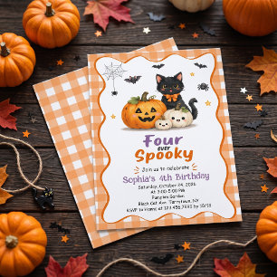 Four-ever Spooky Halloween 4th Birthday Invitation
