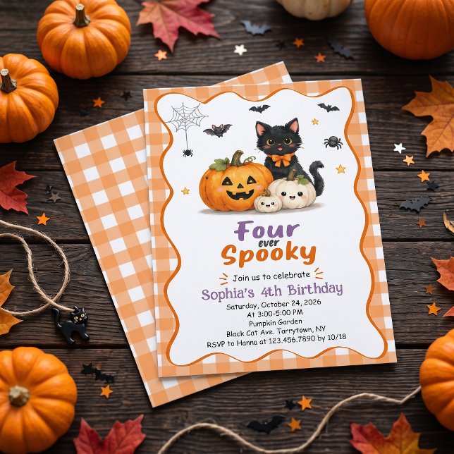 Four-ever Spooky Halloween 4th Birthday Invitation (Creator Uploaded)