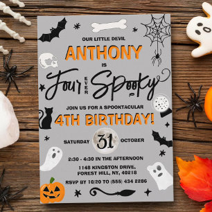 Four Ever Spooky! Halloween 4th Birthday Invitation