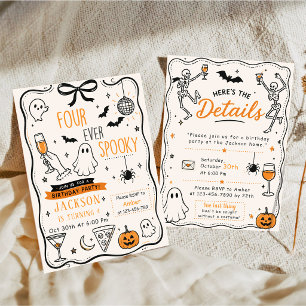 Four Ever Spooky Halloween 4th Birthday Party Invitation