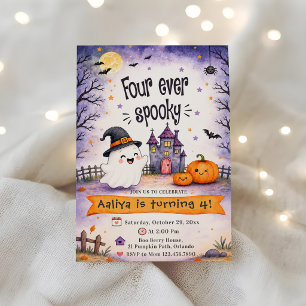 Four Ever Spooky Halloween 4th Birthday Party Invitation
