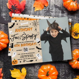 Four Ever Spooky! Halloween 4th Birthday Photo Invitation