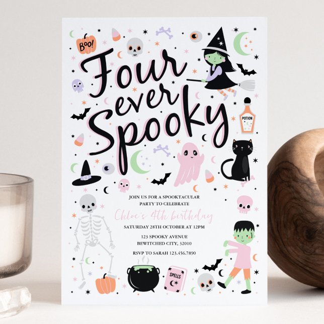 Four Ever Spooky Halloween Birthday Invitation (Creator Uploaded)
