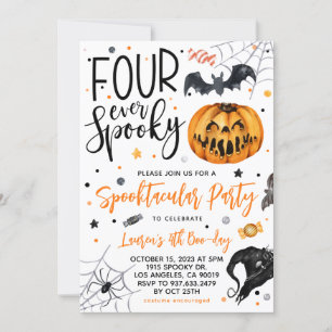 Four Ever Spooky Halloween Birthday Invitation