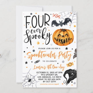 Four Ever Spooky Halloween Birthday Invitation