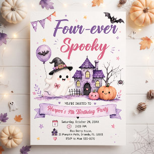 Four-ever Spooky Halloween Birthday Party Invitation