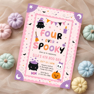 Four Ever Spooky Halloween Girl Birthday Party Invitation