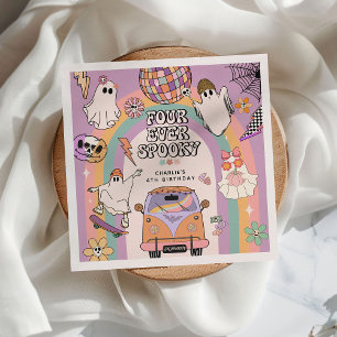 Four Ever Spooky Retro Fun 4th Birthday Party Napkin