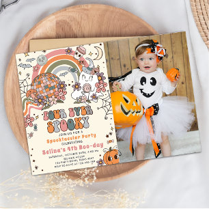 Four Ever Spooky Retro Ghost Halloween Birthday  Invitation
