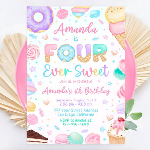 Four Ever Sweet Birthday Invitation 4th Birthday 4