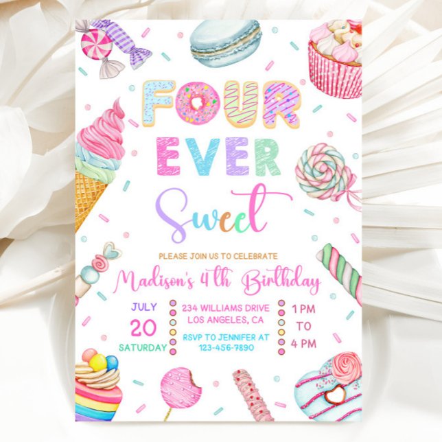 Four Ever Sweet Birthday Invitation, Candy Sweet  Invitation (Creator Uploaded)