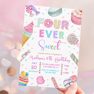 Four Ever Sweet Birthday Invitation, Candy Sweet Invitation